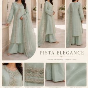 Mint Serenity Embroidered 3-Piece Suit | Ayra Zoya